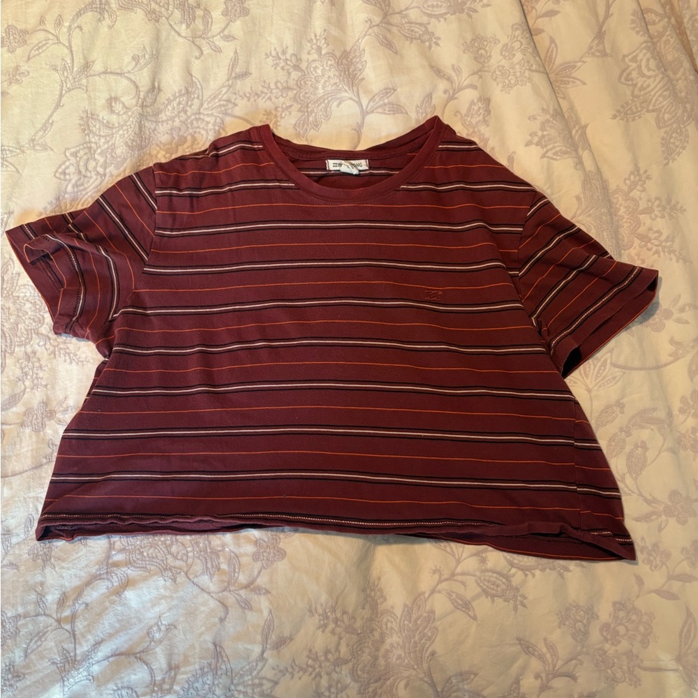 Billabong Maroon Striped Crop Top